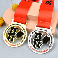 Médaille de récompense sportive personnalisée en alliage de zinc émaillé, forme découpée, avec ruban, pour tournoi de football, volley-ball, compétition scolaire