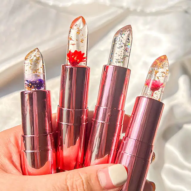 Flower Jelly Lipstick, der die Farbe ändert Make-up Lippenstift Magic Jelly Flower Balm vs Blossom Color Crystal Lip Balm