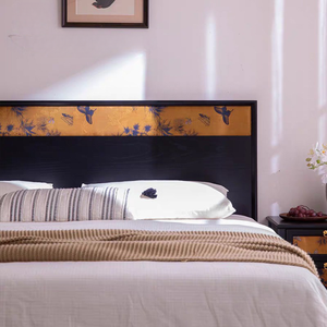 Base de Cama Moderna de Lujo en Madera Sólida con Cabecera de Tapicería Estilo Chinoiserie, Camas King Size con Plataforma Personalizadas - Product Image 5