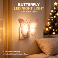 Veilleuse LED Papillon Mignonne OEM Direct Usine, Rotative à 360°, Lumière Douce et Chaude, Décoration de Chambre pour Enfants, Cadeau, Vente en Gros
