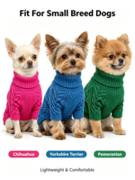 Pull en tricot torsadé à col roulé pour chien, pull doux et chaud pour animaux de compagnie, vêtements d'hiver pour chiots de petite taille, Yorkie, Chihuahua