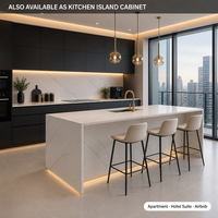 Meubles de cuisine RTA en kit, directement d'usine, sur mesure, avec portes en bois massif, design minimaliste pour appartement et garde-manger