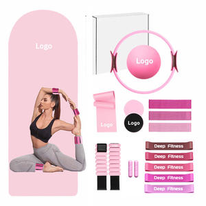 Набор для пилатеса с логотипом под заказ: профессиональные эспандеры, коврик для йоги из ПУ-резины, тканевые ленты для тренировки ягодиц, комплект для йоги и пилатеса - Product Image 2
