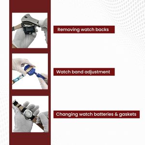 Kit de réparation de montres professionnel 147 pièces en acier inoxydable, comprenant un tournevis, un outil à barrettes de ressort et un outil à goupilles de bracelet, avec étui rigide à commande manuelle - Product Image 4