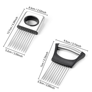Rebanadora de cebolla de acero inoxidable de 2 piezas y cortador de patatas y verduras, utensilio de cocina, asistente de rebanada de alimentos, herramienta para frutas y verduras - Product Image 6