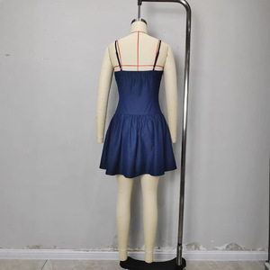 Abito Estivo-Autunnale <span class=keywords><strong>da</strong></span> <span class=keywords><strong>Donna</strong></span>, Nuovo Stile in Finto Denim, Corto, Senza Maniche, con Spalline e Collo Scoperto - Product Image 4
