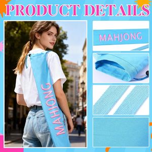 34 Inch Long Mahjong <b>Mat</b> Bag Cute Double Strapped Canvas Drawstring Mahjong Holder Lightweight <b>Outdoor</b> Carrying Bag - Product Image 6