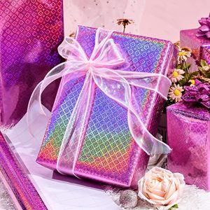 Colorful metallic rhombus shaped block design laser cut gift <b>wrapping</b> <b>paper</b> Simple and high end gift <b>wrapping</b> <b>paper</b> - Product Image 1