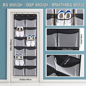 Breathable Fabric Over the Door Hanging <b>Shoe</b> Organizer, Big Pocket Size Over the Door Complete with 4 Strong Metal <b>Hook</b> - Product Image 4