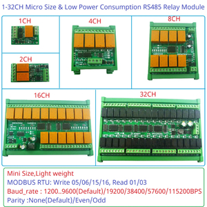 Carte relais micro 1-32DO DC 12V 24V 3A/2A MODBUS RTU RS485, rail DIN C32, module de commutation série UART PC, module d'extension E/S PLC - Product Image 2