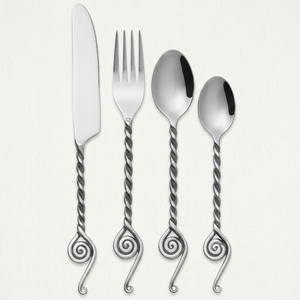 Fine Quality Classic Swirl Twisted Design Metal Flatware Set with <b>Mirror</b> Polish Dishwasher Safe for Wedding Dining Use - Product Image 1