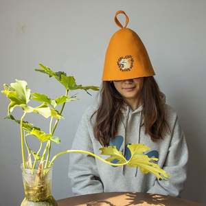 Gorro de Sauna de lana al por mayor con logotipo personalizado gorro de lana de Color naranja para Sauna - Product Image 5