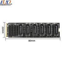 Carte d'extension M.2 NVME Key-M vers 6 ports SATA 3.0 7PIN avec connecteur RTL9110 pour disque dur HDD avec câble de données SATA3