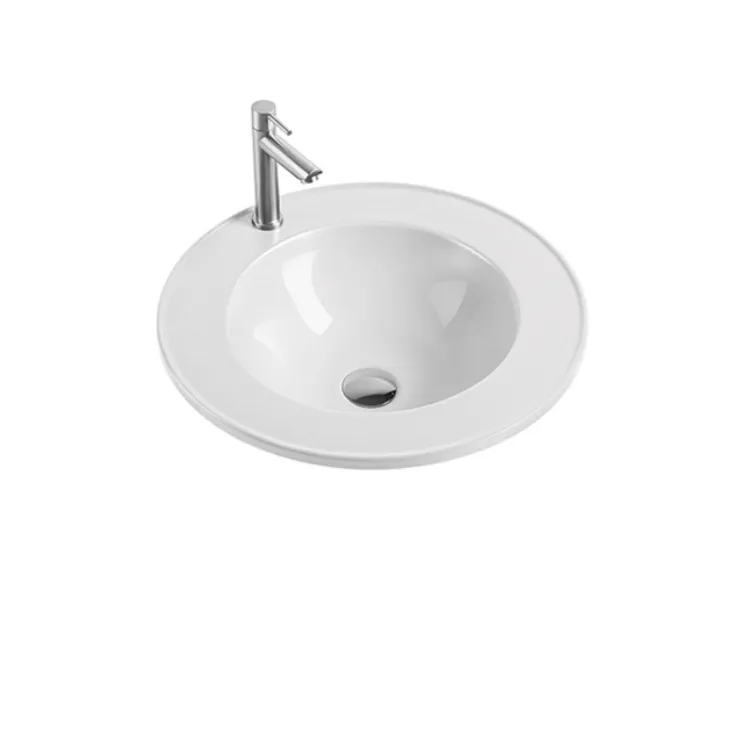 Lavello lavabo da bagno rotondo sopra il piano di lavoro S-994 lavabo in ceramica in porcellana bianca