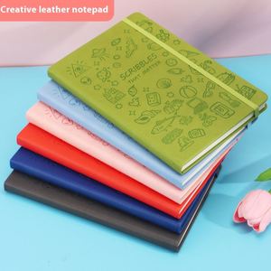 Carnet de notes A6 à spirale avec couverture en PVC/papier, personnalisable en cuir/tissu, pour étudiant, avec sangle à motif de dessin animé – Option cadeau, vente en gros - Product Image 2