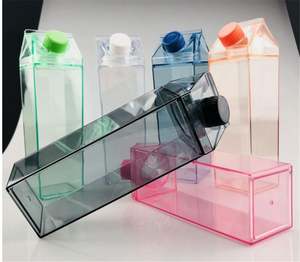 BPA Free Multiple Sizes <b>Plastic</b> Leak-Proof Push-Pull Lid <b>Straw</b> Minimalist Design Reusable Square Shape Party Use Transparent - Product Image 2