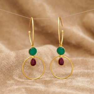Pendientes Circulares de Aguamarina con Gancho, Chapados en Oro, Hechos a Mano, para Compromiso, Boda, Fiesta, Último Diseño - Product Image 4