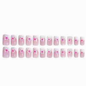 24 piezas <span class=keywords><strong>Rosa</strong></span> corto cuadrado flor falso <span class=keywords><strong>palo</strong></span> <span class=keywords><strong>uñas</strong></span> Prensa <span class=keywords><strong>en</strong></span> <span class=keywords><strong>uñas</strong></span> francés <span class=keywords><strong>uñas</strong></span> artificiales para Salón de Arte de <span class=keywords><strong>uñas</strong></span> - Product Image 3