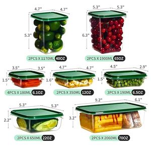 Lot de 17 boîtes de rangement transparentes pour cuisine, contenants alimentaires, organisateurs de réfrigérateur, bocaux de rangement pour snacks, noix et fruits - Product Image 2