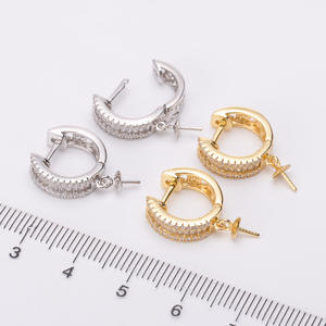 Accessoires en argent S925 pour la création de bijoux, magnifiques boucles d'oreilles en argent avec perles rondes de 9 à 13 mm, support vide pour boucles d'oreilles en cristal 20696 - Product Image 2