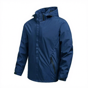 Custom Logo <b>Mens</b> Waterproof Hooded Hard Shell <b>Jacket</b> Solid Color Zip Up Outdoor Rainwear Casual Regular Fit <b>Track</b> Outerwear - Product Image 1