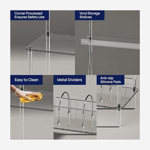 Modern 3 katmanlı akrilik kayıt oyuncu standı duvara monte vinil depolama masa ile 100 albüm bölücüler temizle vitrin rafı kayıtları - Product Image 5
