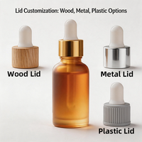 Bouteilles en verre givré à épaule plate avec compte-gouttes pour sérum de soin de la peau et huile essentielle, personnalisables avec logo imprimé