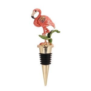 Bouchon de bouteille de vin de conservation du vin personnalisé en gros d'usine bouchon de vin émaillé Flamingo - Product Image 4
