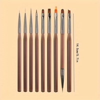 Ensemble de pinceaux pour nail art avec manche marron, stylo de peinture pour gel UV, outils de manucure pour motifs floraux