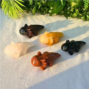 งานแกะสลักคริสตัลหินธรรมชาติรูปสัตว์ แกะสลักอักซอลอตล์จากคริสตัลสำหรับตกแต่ง ขายส่ง - Product Image 1