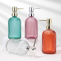 Distributeurs de savon liquide en verre transparent de qualité supérieure pour le lavage des mains et le shampoing, avec pompes, emballage en gros
