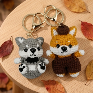 Handmade Crochet Shiba Inu Keychain Trendy Amigurumi Mini Woven Knitted Animal Toy Dog Puppy Bag Charm Cute <b>Doll</b> Purse Pendant - Product Image 1