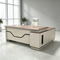 Scrivania Direzionale Moderna a L, Grande Scrivania Esecutiva di Lusso in Legno per Direttore Generale, CEO, Ufficio Amministrativo