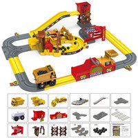 Juego de Pistas de Carreras de Coches de Slot DIY de Ingeniería Eléctrica STEM, Juguetes de Mini Camiones Volquete, Set de Juego de Vehículos de Construcción, Juguetes de Slot