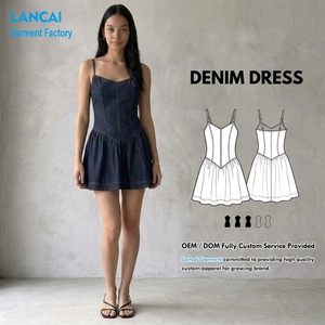 <span class=keywords><strong>Abito</strong></span> in Denim Personalizzato Lancai 2026, Produzione OEM ODM, Mini <span class=keywords><strong>Abito</strong></span> <span class=keywords><strong>Jeans</strong></span> con Corsetto per Donna, Abbigliamento Casual Streetwear - Product Image 1