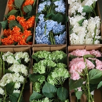 Bunga Hydrangea Buatan Realistis Sentuhan Nyata Berkualitas Tinggi Warna Biru Kuning Pink untuk Dekorasi Pernikahan dan Rangkaian Bunga 3D