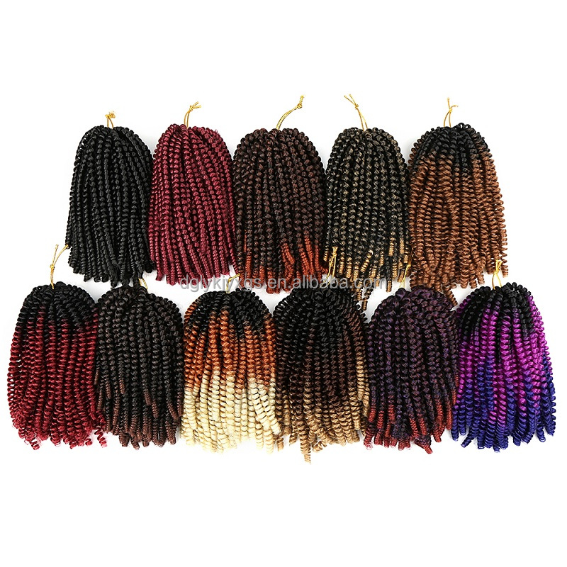 LW-59QT Hot Sale Artificial Hand Crotchet Braiding Hair 22inch ombre Heat Resistant ombre Spring Twist Braids Hair