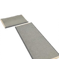IM HOME Ensemble de tapis de bain fins en tissu gaufré, 2 pièces, gris beige, tissage plat moderne, absorbant, antidérapant, doux, lavable, avec pompons bohèmes