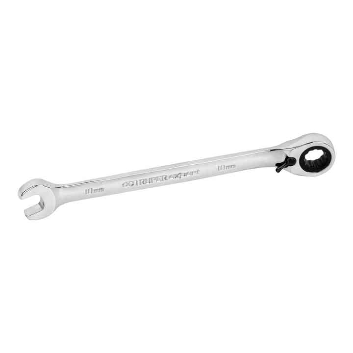 Expert LL-2010MXR 10mm X 154mm Long Reversible Ratcheting Combination Wrench Chrome-Plated Steel for DIY Repairing Metric