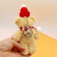 12cm Mini peluche poupée ours en peluche porte-clés en peluche mignon noël ours en peluche porte-clés chapeau écharpe nouvel an cadeau cadeau de noël