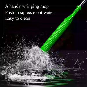 Mop Piatto Auto-Svuotante con Palo in Acciaio e Filato Misto, Strumento per la Pulizia Domestica Senza Mani per Lavaggio Pavimenti - Product Image 3