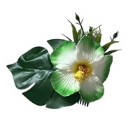 Nouvel accessoire de cheveux artisanal bohème à fleurs artificielles pour fête, vacances à la plage, mariage, peigne à cheveux Hibiscus Monstera