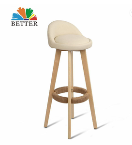 Taburete de madera maciza minimalista para Bar, moderno taburete de barra frontal alta para cocina, silla de Bar Retro - Product Image 4