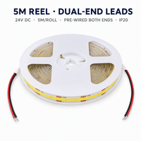 Lampu Strip LED COB DC 24V 8mm Custom 640LED 16W 6500K Putih Dingin IP20 Tanpa Titik Fleksibel Linear Untuk Profil Aluminium