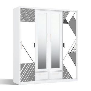 Armario de Acero Impreso con Puertas Correderas, Espejo y Organizador de Cajones - Product Image 2