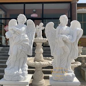 <span class=keywords><strong>Pierre</strong></span> commémorative sculptée motifs de sculpture d'ange style français marbre <span class=keywords><strong>blanc</strong></span> quatre statues d'ange - Product Image 5