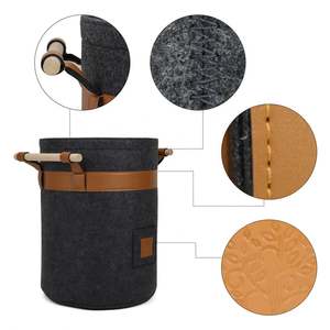 Meilleure vente de panier de rangement en feutre de forme ronde de haute qualité avec boîtes de rangement et bacs en cuir PU de qualité supérieure - Product Image 6