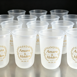 Vaso de Plástico en Forma de U de 1L con Logotipo Personalizado para Bodas, 12oz 16oz 24oz, Vaso Desechable Transparente Esmerilado para Smoothies, Vaso Rígido de PP para Té con Leche y Burbujas - Product Image 1