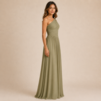 Robes décontractées à une épaule de haute qualité pour femmes, robes longues plissées sur mesure en mousseline de soie ajustées pour l'été, grandes tailles
