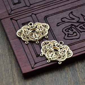 <b>Copper</b> Filigree Lotus Connectors Gold Silver Plated For <b>Bracelet</b> Making DIY Jewelry Findings - Product Image 2